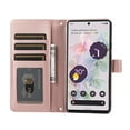 thumbnail image 6 of Crossbody Wallet Case for Google Pixel 8 Pro Chain Lanyard & Wrist Hand Strap Case with Card Slots Zipper Pocket Kickstand, Premium PU Leather Magnetic Clasp Shockproof Flip Cover, Rosegold, 6 of 7