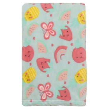 Baby Starters Fruit Print Plush Baby Blanket (30" x 40"), Aqua
