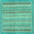 thumbnail image 1 of Ahgly Company Indoor Square Oriental Turquoise Blue Modern Area Rugs, 7' Square, 1 of 4