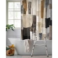 thumbnail image 2 of Split Shower Curtain for Transfer Bench, Modern Black Brown Fabric Shower Curtains for Bathroom, Abstract Oil Painting Art Tub Sliding Transfer Bench Waterproof Bath Curtains 72"x72", 2 of 9