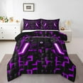 thumbnail image 2 of Gaming Bed Set, Video Game Bedding, Comforter Sets for a Full, 1 Comforter 2 Pillowcases, Purple, 2 of 7