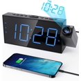 thumbnail image 1 of Projection Alarm Clock for Bedroom,LED Digital Clock Projection on Ceiling Wall with USB Phone Charging,Battery Backup,180°Projector& Dimmer,12/24H,DST,Snooze,Dual Loud Bedside Clock for Heavy Sleeper, 1 of 8