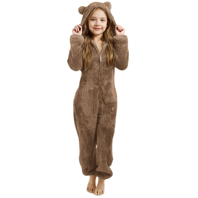 Combinaison et Pyjama d'Hiver à Capuche Doux et Chaud pour Filles, Tout-Petits et Enfants