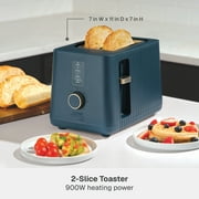 Thyme & Table 2-Slice Toaster, Extra-Wide Slots with Removable Crumb Tray, Atlantic Blue