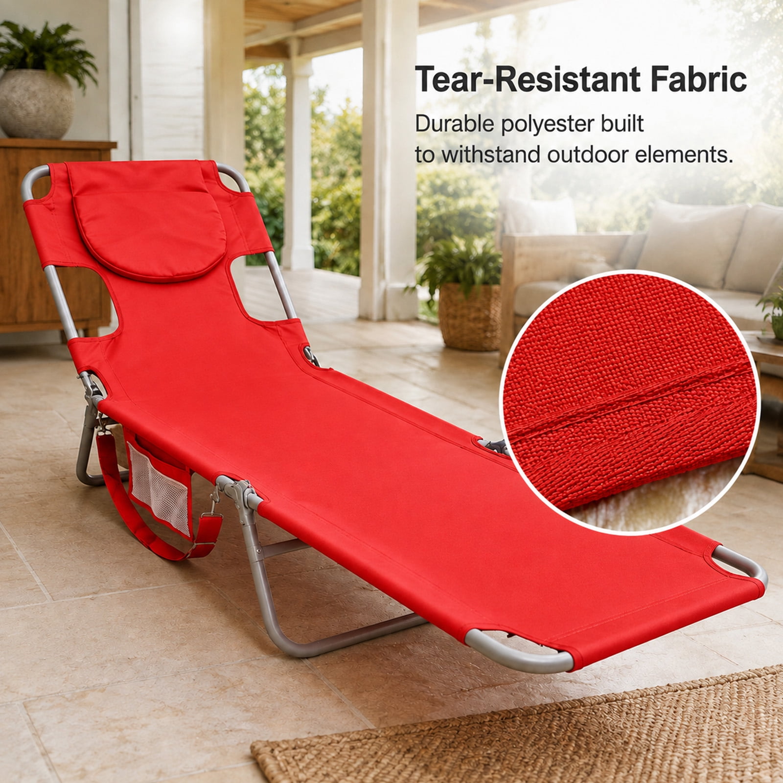 Alvantor Folding Lounge Chair 72"x22"Portable Reclining Lounger, Outdoor Relaxing Pool Tanning Chair, Lightweight Beach Recliner with Backpack Straps and Side Pockets