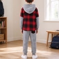 thumbnail image 7 of Gerichy Toddler Boy Clothes Fall Winter Outfit, Boys Clothes 2T 3T 4T 5T 2 Piece Plaid Hooded Button Top Pants Set for Toddler Little Kids 3T-7T, 7 of 7