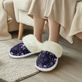 thumbnail image 3 of Chririnla Purple Rose Skull Fuzzy Slippers for Women Indoor Novelty Home Shoes Warm Plush Bedroom Shoes with Anti-Skid Sole for Indoor & Outdoor, 3 of 7