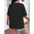 thumbnail image 2 of Mengpipi Women's Tops Summer Short Sleeve V-Neck Loose Fit Romantic Heart Patchwork Sweet Blouses M-5X, 2 of 9