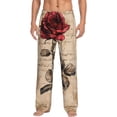 thumbnail image 1 of Balery Vintage Rose Botanical Art Pantalones de pijama para hombre, pijama ultraligero, pantalón de descanso-Large, 1 of 6