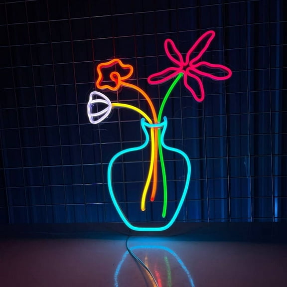 Handmadetneonsign Flower Vase Led Sign, Flower Vase Neon Sign, Flower Neon Light, Floral Led Light