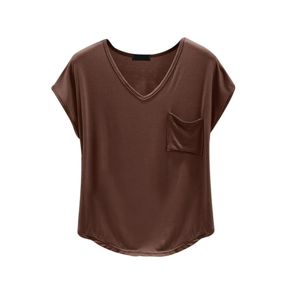 Lumtrix Pajama Tops Women Cap Short Sleeve Loose Fit Sleep Shirts Summer Casual Lightweight Breathable Lounge Blouse Coffee XL