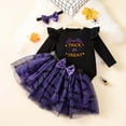 thumbnail image 2 of Hpapadks Baby Girl Outfits Halloween Printed Long Sleeve Romper Skirt Hairband 3 Piece Set Casual Holiday Party Baby Girl Clothes Purple 3-6 m, 2 of 7