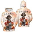 thumbnail image 3 of Hello Fall German Shorthaired Pointer Scarf Welcome Autumn with Leaves Pumpkins All Over Print 3D Hoodie Unisex Merch Hoodies GSP Lover Dog Gift - 00011, 3 of 6