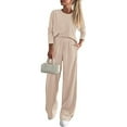 thumbnail image 4 of Pajamas for Women Set Fall Fashion Must Have Womens Pajama Sets V Neck Fitness Pj Set Long Sleeve Shirts Matching Pjs for Couples Beige, 4 of 9