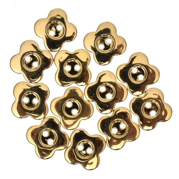 Mibo Buttons & Accessories Mibo 12pcs ABS Metal Plated Button - 2 Hole - Clover Shape - 18L(11mm) - Gold