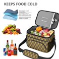thumbnail image 5 of Brown and Yellow Argyle Pattern Insulated Lunch Box for Women Men, Medium Leakproof Cooler Bag with Adjustable Strap, 10"x6.7"x8", 5 of 6