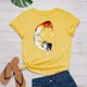 thumbnail image 1 of ICHUANYI Clearance Women's Fashion Casual Loose Print Round Neck T-Shirt(Yellow, L) ICHUANYI WER2023081014537, 1 of 3