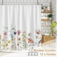 thumbnail image 6 of Floral Shower Curtain, Garden Flower Wildflowers Bathroom Curtain, Spring Blossom Watercolor Botanical Herb Natural Shower Curtain Set with 12 Hooks for Bathroom 72Wx72L inch, 6 of 6