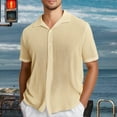 thumbnail image 2 of Camisa informal de manga corta con solapa de punto para hombre - Prenda ligera de poliéster para el verano, de color liso y transpirable - Diseño ligero de poliéster - Estampado en contraste - Tall, 2 of 5