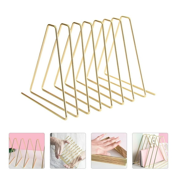 WHAMVOX  File Rack Storage Shelves Book Holder Folding Bookshelf Desktop Golden