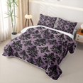 thumbnail image 3 of jejeloiu Dramatic Damask Twin Quilt Set,Gothic Print Twin Coverlet Set For Adults,Purple Black,2pcs, 3 of 7