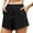 Black, variant on Women's Drawstring Straight Fit Casual Shorts - Lightweight Breathable Polyester Summer Shorts, S-XXXL