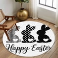 thumbnail image 2 of Round Rugs 8Ft, Happy Easter Rabbits Round Area Rug Washable Indoor Throw Carpet, Black Plaid Polka Dots Rabbits Spring Large Non Slip Circle Rug for Kids Room RV Home Decor Aesthetic, 2 of 8