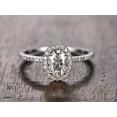 thumbnail image 1 of Oval Cut 1.25 ct Halo Moissanite and Diamond Engagement Ring in White Gold, 1 of 5