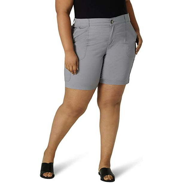 Lee Women's Size Flex-to-Go Mid-Rise Cargo Bermuda Short, New Gray, 18 Plus  - Walmart.com