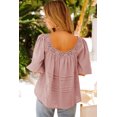 thumbnail image 1 of ABPHQTO Blusa de mujer rosa con mangas abullonadas y ojales, 1 of 5