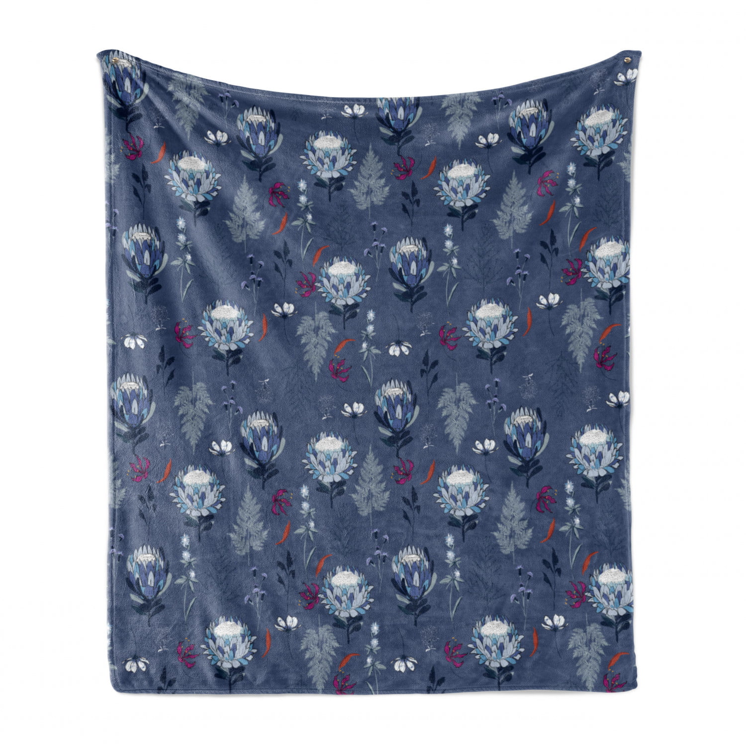 50 x 60 Ambesonne Botanical Throw Blanket Soft Blue Tone Protea Flowers Flourishing in Abstract Garden Retro Floral Theme Multicolor Flannel Fleece Accent Piece Soft Couch Cover for Adults