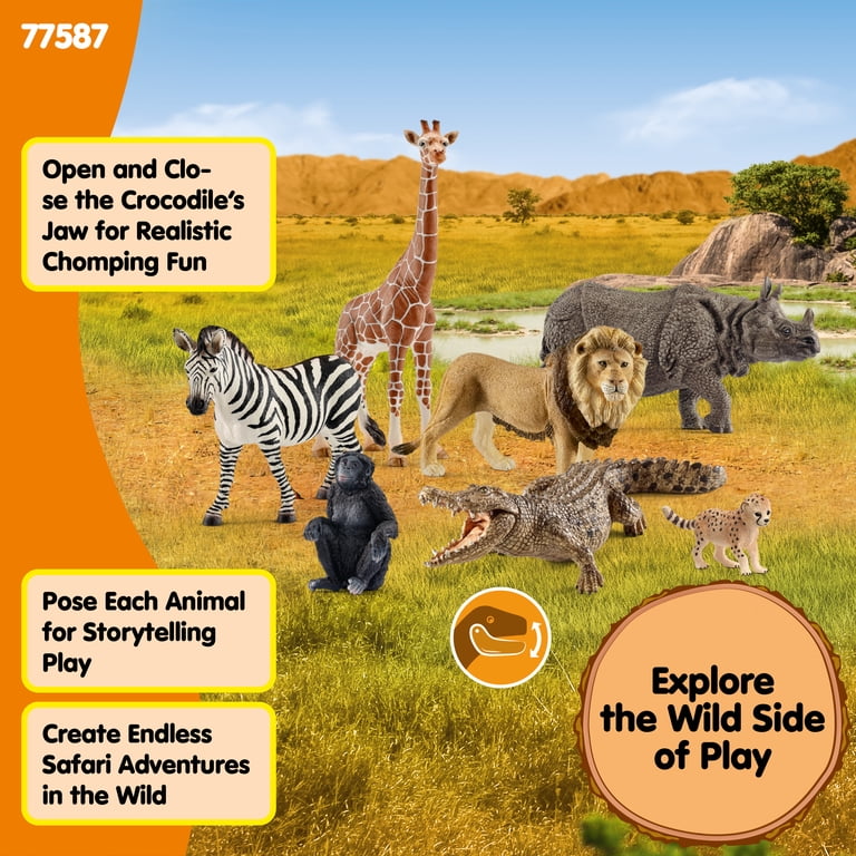 Schleich Animals Wild Life Safari Animals Figures 7-Piece Animal