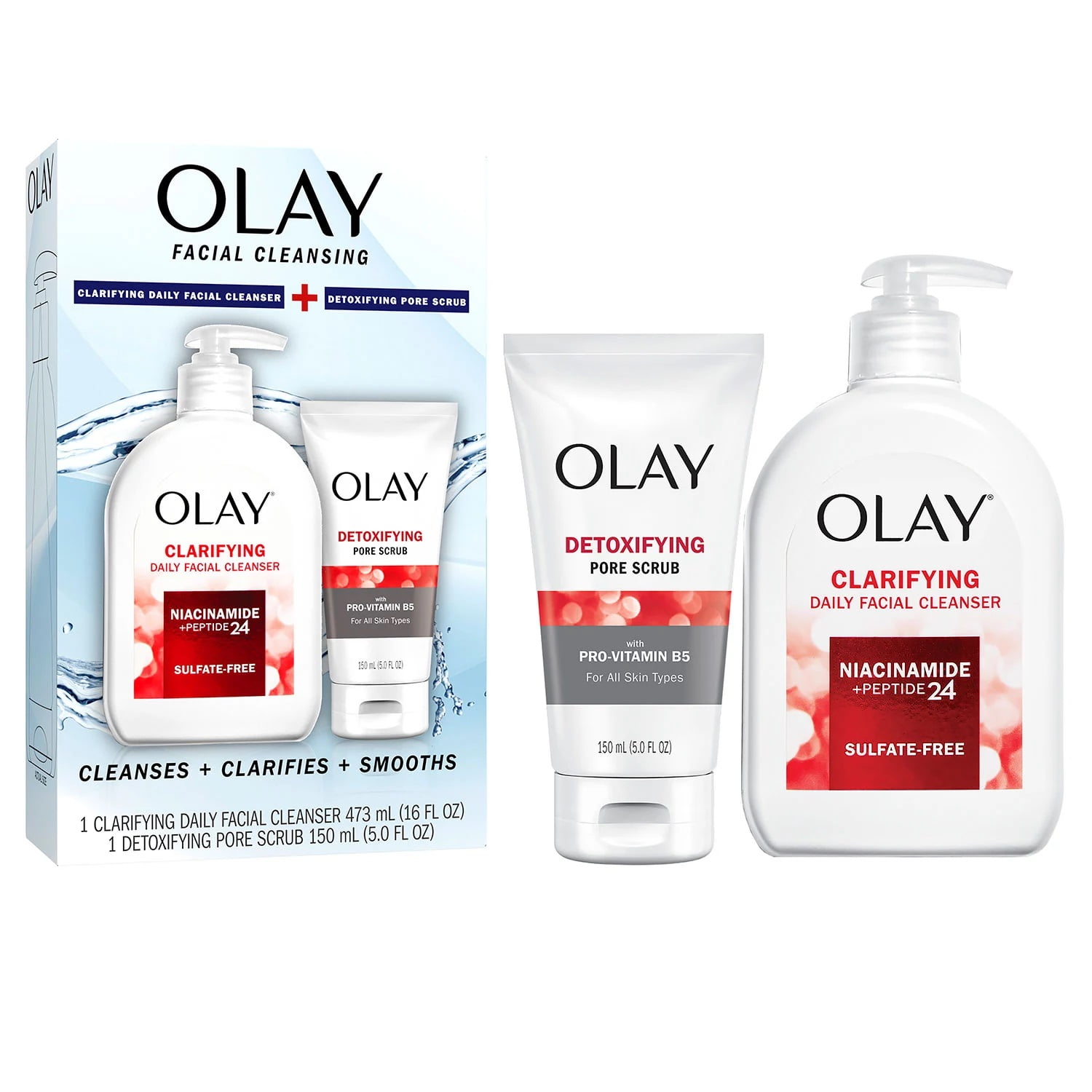 Olay Facial Cleansing Duo, 16 fl. oz. Face Wash and 5 fl. oz. Pore Scrub