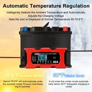 10-Amp Car Battery Charger,Smart Battery Trickle Charger 12V10A Automotive Battery Maintainer Desulfator w/ Temp Compensation Intelligent Pulse Repair 2 in 1 Lead Acid&Lithium Battery Charger for Car