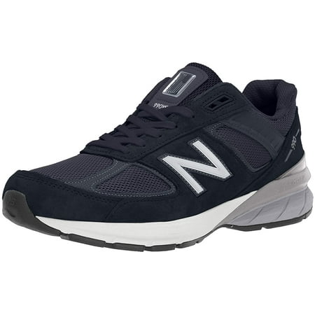 New Balance Mens Made in US 990 V5 Sneaker, Navy/Silver, 9.5 X-Narrow
