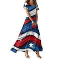 thumbnail image 2 of SAATLERI Red White and Blue Dress for Women Trendy American Flag Dress A-Line Holiday Beach V Neck Short Sleeve USA Maxi Dresses, 2 of 5