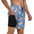 thumbnail image 6 of Rocae Kawaii Corgi for Men's Swim Trunks Quick Dry With Two Side Pockets and One Lined Patch Pocket3X-Large, 6 of 9