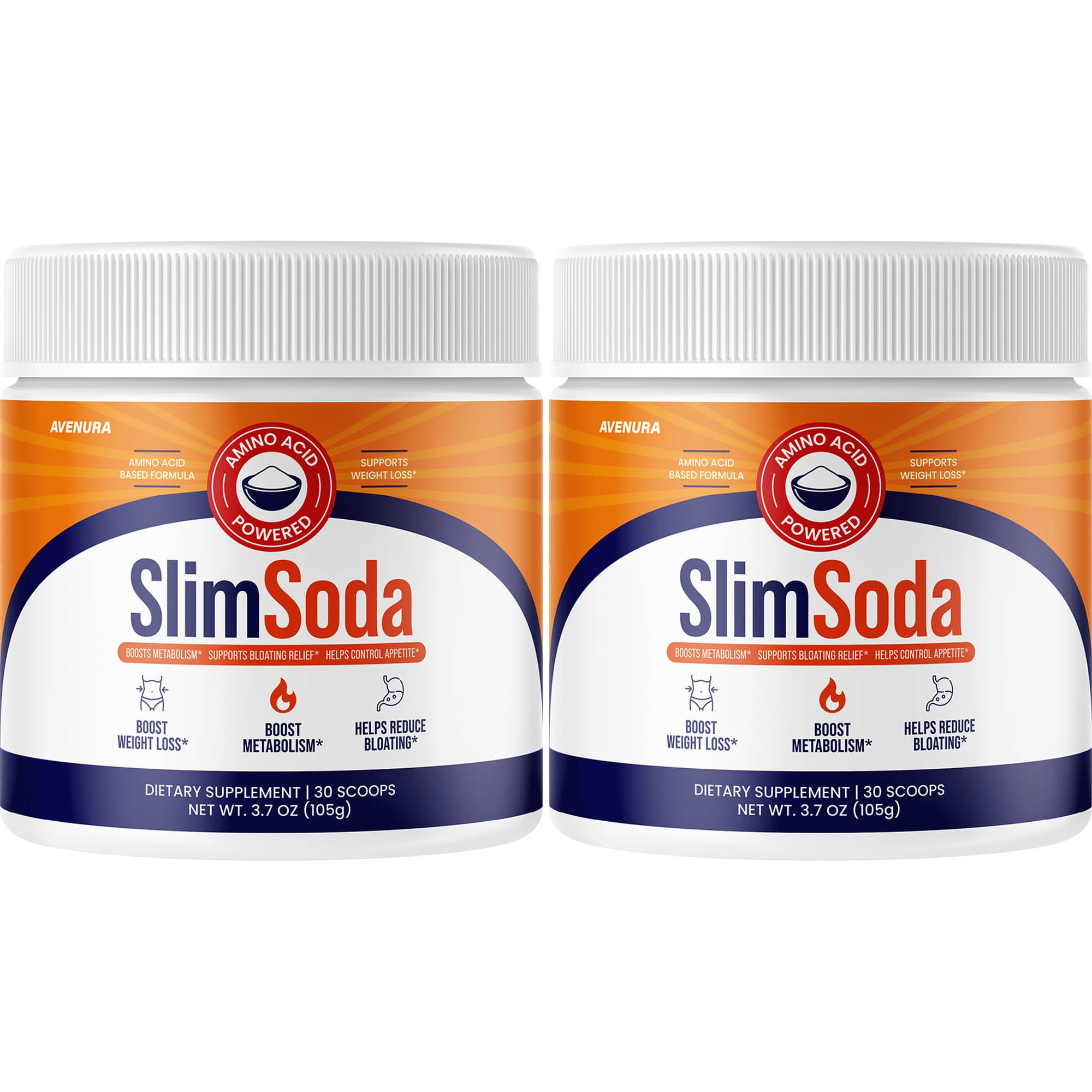 SlimSoda Supplement Powder Natural Ingredients to Support Energy, Healthy Weight, 2 Pack