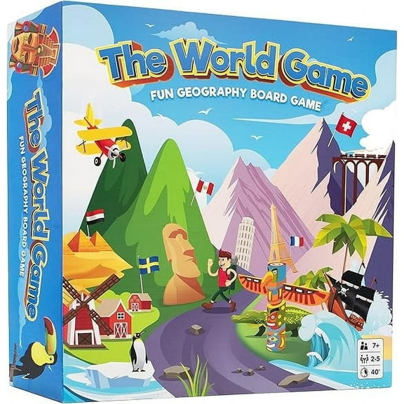 The World Game - Fun Geography Board Game - Educational Game for Kids & Adults, 2-5 players