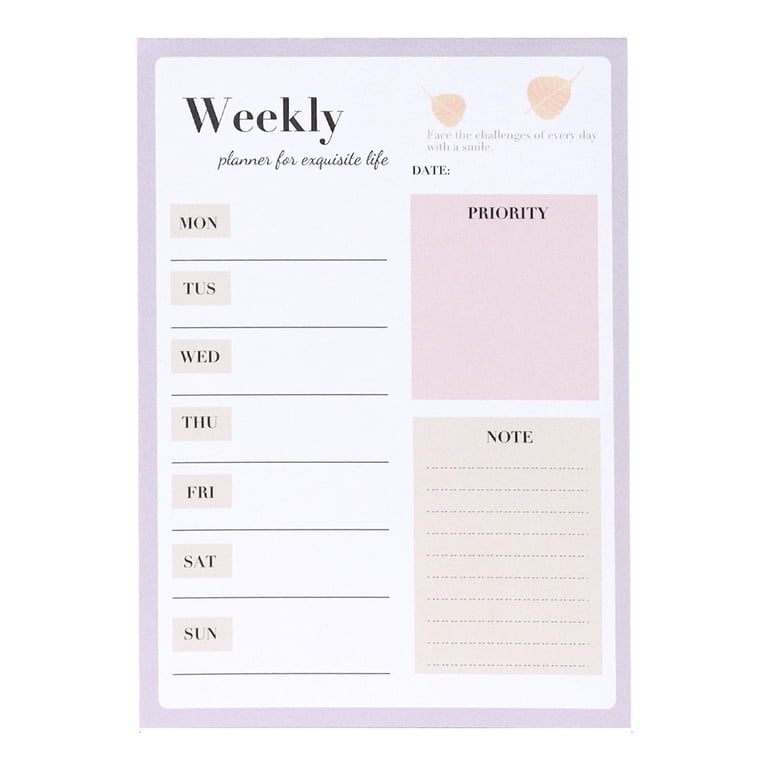 Weekly Notepad Plan Planning Schedule Tear Off Planner Daily Paper List Do  Pad Planners Meal Calendar Notebook Sheets - Walmart.com