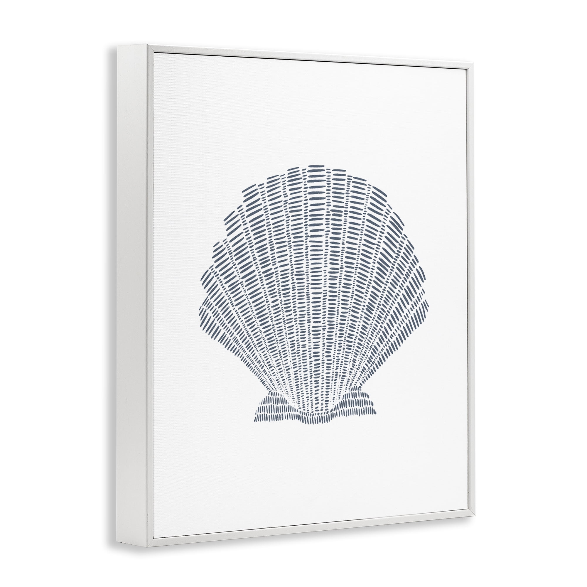 Stupell Industries Minimal Sea Shell Coastal Painting White Framed Art Print Wall Art, 16 x 20