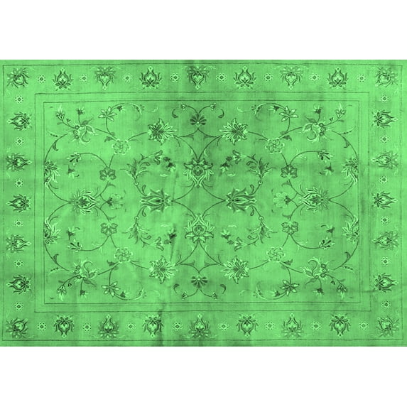 Ahgly Company Indoor Rectangle Abstract Emerald Green Contemporary Area Rugs, 5' x 7'