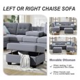 thumbnail image 2 of Sectional Sofa with Storage Ottoman and Reversible Chaise Lounge, L-Shaped Velvet Tufted Upholstered Couch with 2 Cup Holders Modern 3 Pieces Corner Sectional Sofa Set for Living Room, Antique Gray, 2 of 7