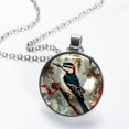 thumbnail image 2 of Woodpecker Glass Design Circular Pendant Necklace - Women's Fashion Jewelry, 2 of 5
