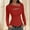 Red, variant on EchfiProm T-Shirts for Women Notch Neck Ribbed Tops Black Slim Pullover Trendy Solid Ladies Long Sleeve