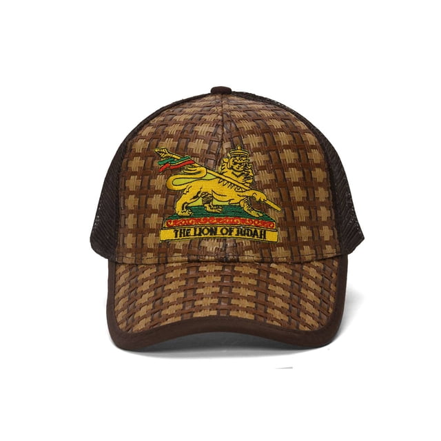 Chapeau de Camionneur Réglable en Paille avec Patch - Lion de Juda
