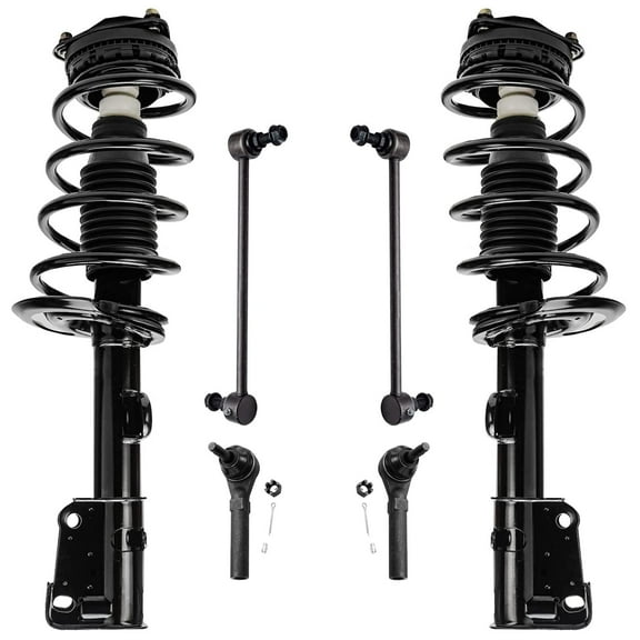 Detroit Axle - Front 6pc Struts Kit for 08-16 Chrysler Town & Country, 08-19 Dodge Grand Caravan, 2 Struts & Coil Spring 2 Stabilizer Sway Bar Links 2 Outer Tie Rods Replacement Suspension