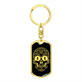 thumbnail image 4 of Calavera Mexican Sugar Skull 124 Stainless Steel or 18k Gold Premium Swivel Dog Tag Keychain, 4 of 16