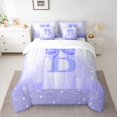 thumbnail image 2 of jejeloiu Initial Letter B 7 Pieces Bedding Comforter Set,Purple Glitter Print Full Bedding Set For Bowtie Lover Reversible, 2 of 8