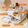 thumbnail image 2 of Makeup Organizer, Cosmetic Case with 3 Drawers, Perfect for Bathroom and Dresser Brushes, Lipsticks, Skincare Products Display Case (White, 11"L x 7.1"W x 4.9"H), 2 of 7